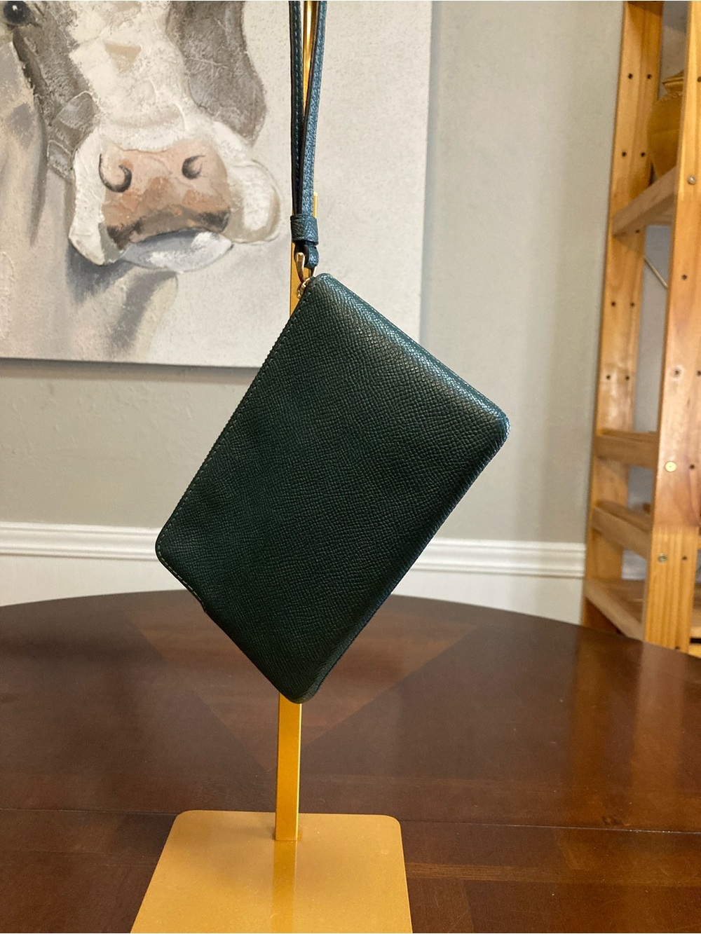 Coach Corner Zip Wristlet in Forest Green Cross Grain Leather EUC - Picture 4 of 16